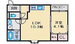 吹田市昭和町アパート 1LDKの間取図画像