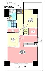Seagarden船小路 5階2LDKの間取り
