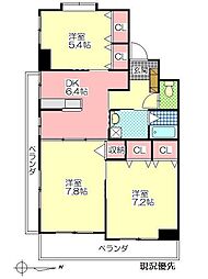 シティ上人 3DKの間取図画像