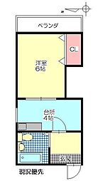 パークプラザ別府 1DKの間取図画像