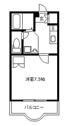 サンローゼ 3階1Kの間取り