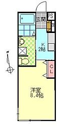 casa21 2階1Kの間取り