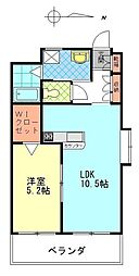 フローラ桜ヶ丘 1階1LDKの間取り