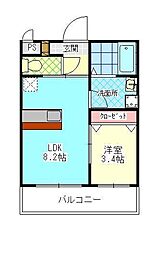 アビィターレ大石 3階1DKの間取り