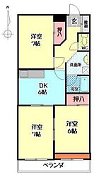 プリムール 3DKの間取図画像
