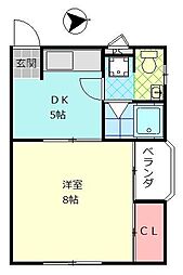 メゾン舞鶴 1DKの間取図画像