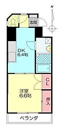 河邉ビル 1DKの間取図画像