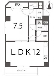 ラ・カンタータ 1階1LDKの間取り