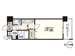 レジデンスカープ南中央町 9階1Kの間取り