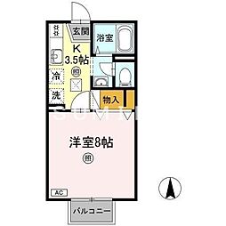 メゾンたちばなC 1Kの間取図画像
