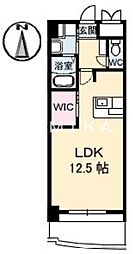 ネクステージ中井 4階ワンルームの間取り