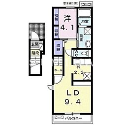 Ｍｉｌｌｉｏｎ　Ｂｅｌｌ　Ａ 2階1LDKの間取り