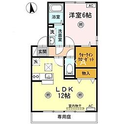 サンティーエ　B棟 1階1LDKの間取り