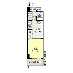 パルロイヤル東古松 5階1DKの間取り