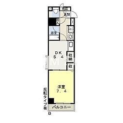 パルロイヤル東古松 2階1DKの間取り