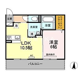 パームツリーB 3階1LDKの間取り