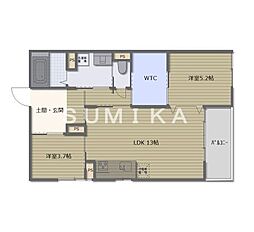 スカイガーデン長岡 1階2LDKの間取り