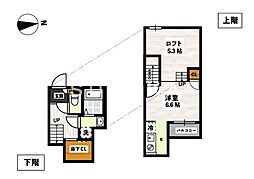 ADC高島ル・シエル 2階1Kの間取り