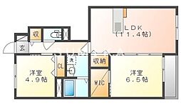 ラ・パルテール関　弐番館 1階2LDKの間取り