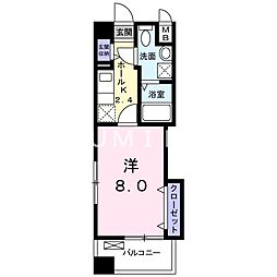 エトワール　ポレール　III号館 4階1Kの間取り