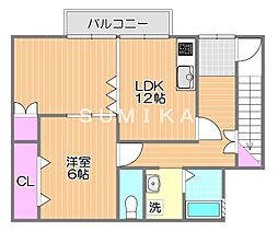 メゾン桜1号棟 2階1LDKの間取り