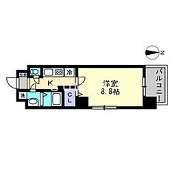 グランフォンテーヌ奉還町 5階1Kの間取り