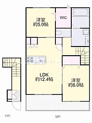 グランソレイユ浜 2階2LDKの間取り