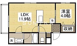 ミモザヒルズ大雲寺 7階1LDKの間取り