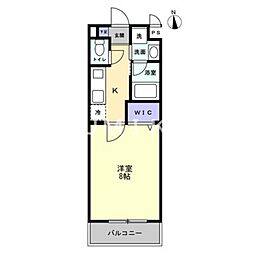 ミモザヒルズ岡山医大南 1Kの間取図画像