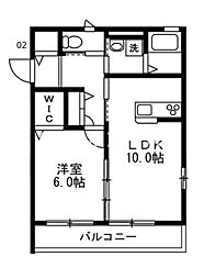 プリーマD 1LDKの間取図画像
