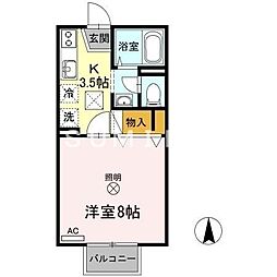 メゾンたちばなC 1Kの間取図画像