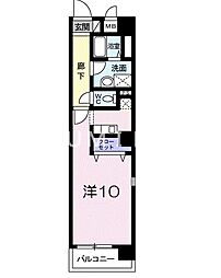 カーサシュンスイ ワンルームの間取図画像