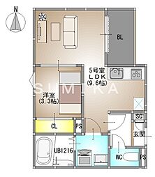 メゾンmiki 1LDKの間取図画像