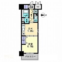 アルファレガロ西古松 1DKの間取図画像