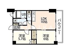 ミラドール奥田西町 2LDKの間取図画像