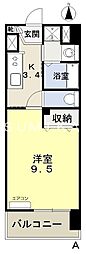 福富グラードマンション 1Kの間取図画像