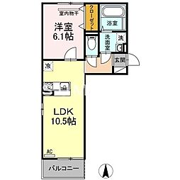 アスターエイト 1LDKの間取図画像