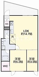 興和(株)岡山寮 2LDKの間取図画像