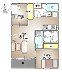 REGALEST F 下伊福 2LDKの間取図画像