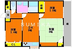 ピレニーズ奥田 3DKの間取図画像