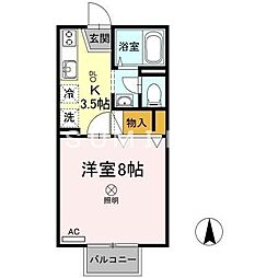 メゾンたちばなC 1Kの間取図画像
