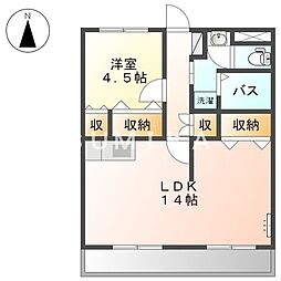 サンライズ2番館 1LDKの間取図画像
