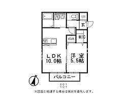 ローレルB 1LDKの間取図画像