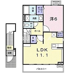 アンジュール 1LDKの間取図画像