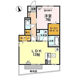 フローレンC 1LDKの間取図画像