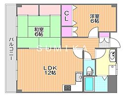 翔阿園マンション 2LDKの間取図画像