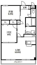 アザ才ノ免 2LDKの間取図画像