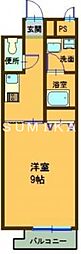 エア・ラウンズ桑田町 1Kの間取図画像