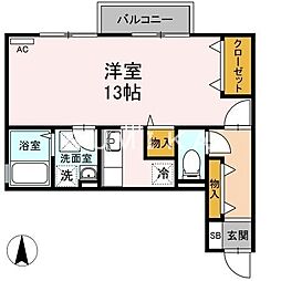 ももたろうハイツ ワンルームの間取図画像