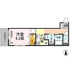 リッツレジデンスB 1Kの間取図画像